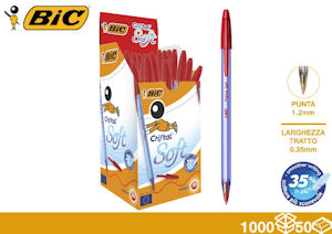 PENNA BIC CRISTAL SOFT ROSSA PUNTA 1,2MM. pezzi 50
