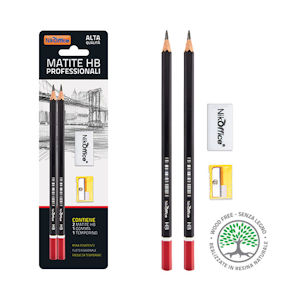 MATITA HB SET 2PZ. CON GOMMA E TEMP. SU BLISTER NIKOFFICE
