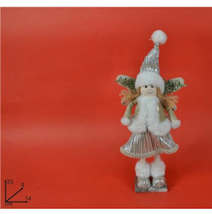 PUPAZZO ANGELO CON PELLICCIA ARGENTO E BIANCO CM.30