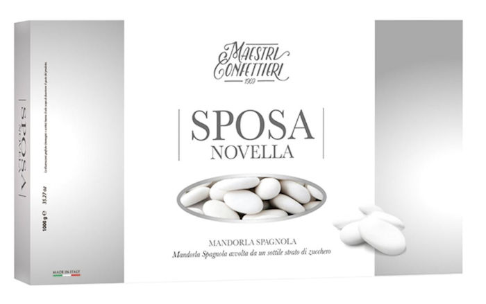 CONFETTI MAXTRIS SPOSA NOVELLA BIANCHI 1KG. MANDORLA SPAGNOLA