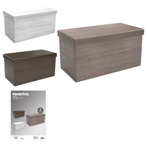 POUF CONTENITORE RETTANGOLARE WOODY MONOCOLORE CM.76x38x38 KASAVIVA