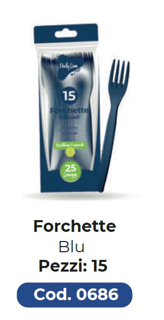 FORCHETTE IN PLASTICA RIUTILIZZABILI CONF.15PZ.BLU PARTY LINE