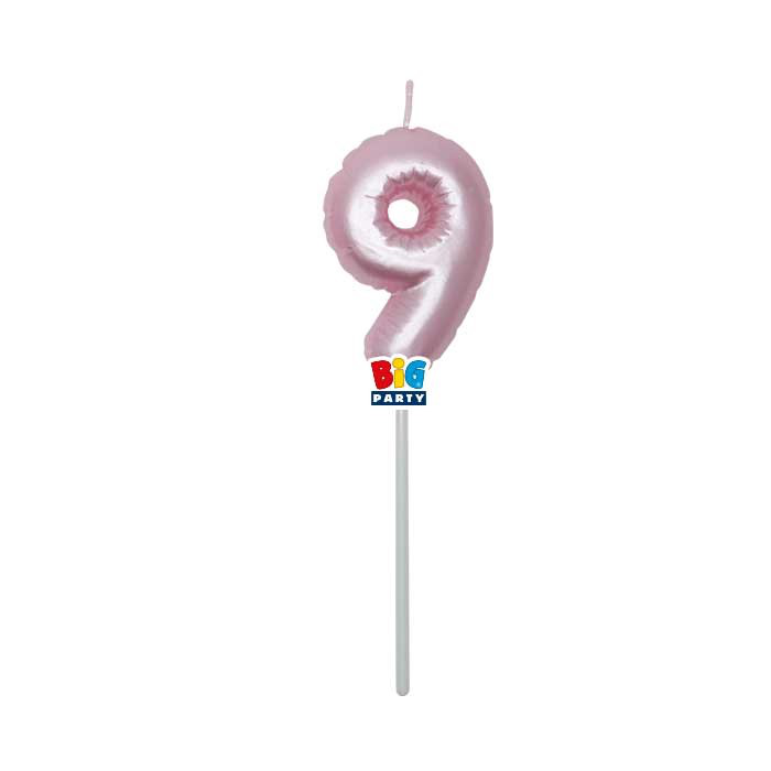 CANDELINA CERA BALLON CM.13 ROSA PERLA N.9 BIGPARTY