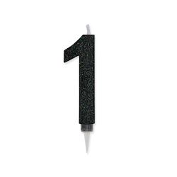 CANDELINA MAX CERA SWEETY CM.15 GLITTER NERA N. 1 BIGPARTY