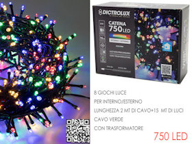 750 LED MINILUCCIOLE ESTERNO MT.15+2 CAVO MULTICOLOR PROGRAMMABILE GENERAL