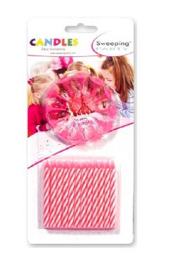CANDELINE CLASSICA PER TORTA CON SUPPORTO ROSA CONF.12PZ. SWEEPING