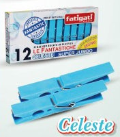 BUCATO MOLLETTE IN PLASTICA 12 PZ. CELESTI FATIGATI