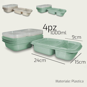 CONTENITORE IN PLASTICA ERMETICO RETTANGOLARE SET CONF. 2 PZ. CM.24x15 ARCA