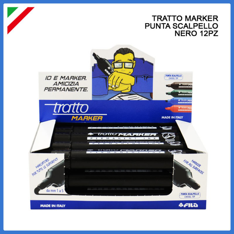 PENNARELLO TRATTO PUNTA SCALPELLO NERO PEZZI 12