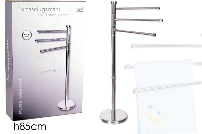 PORTA ASCIUGAMANI IN ACCIAIO 3 POSTI SATINATO CM.85 726149 GENERAL