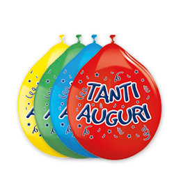 FESTA TANTI AUGURI PALLONCINI 10 POLLICI  CM.26 CONF.20PZ. VALVOLA SOPRA BIGPART