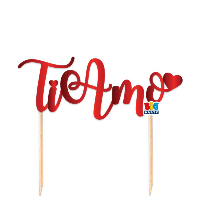 LOVE CAKE TOPPER SCRITTA IN CARTONCINO TI AMO CM.20x18 BIGPARTY