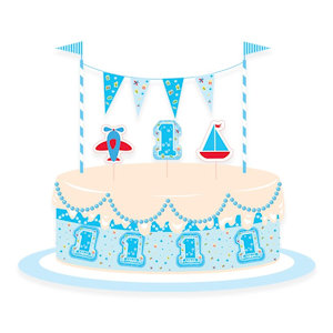 PRIMO COMPLEANNO CELESTE SET DECORAZIONE TORTA IN CARTONCINO BIGPARTY