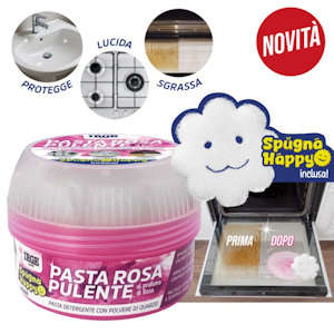 PASTA PULENTE DETERGENTE AL PROFUMO DI ROSA CON SPUGNETTA IRGE