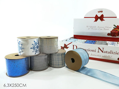 NASTRO ROTOLO DECORATIVO ORGANZA CM.6.3x250 VARI COLORI 6ASS 412452 GENERAL