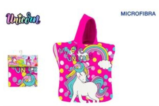 TELO MARE SOLO PONCHO BAMBINO PERSONAGGIO CM.50x100 UNICORNO IN MICROFIBRA EOLD