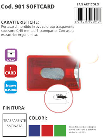 PORTA CARD 1 TASCA IN PVC MORBIDO COLOR  ALPLAST