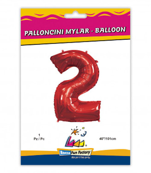 PALLONCINO MYLAR ROSSO NUMERO 2 CM.102 D.40