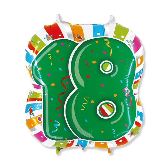 18 ANNI PALLONCINO MYLAR CM.50x61 D.24 CON SCRITTA 18°