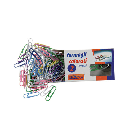 FERMAGLI ZINCATI COLORATI N.2 NIKOFFICE PEZZI 10