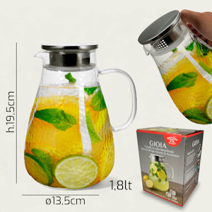 CARAFFA IN VETRO 1,80 LITRI GIOIA CON TAPPO ARCA