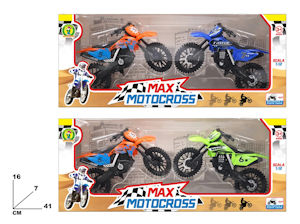 MOTO A RUOTE LIBERE DA CROSS SCALA 1:12 CONF.2PZ. MAX MOTOCROSS MAZ