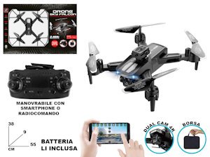 DRONE RADIO COMANDO SKY FALCON CON 2 FOTOCAMERE PACK BATTERIE MAZ.