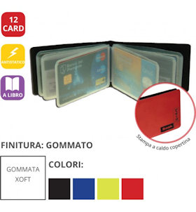 PORTA CARD A LIBRO IN PVC GOMMATO 12 SCOMPARTI ORIZONTALE COLOR ALPLAST