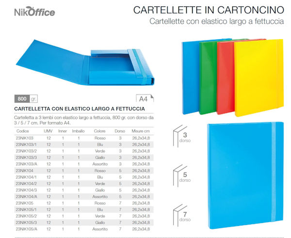 CARTELLA IN CARTONCINO CON ELASTICO LARGO CM.25x35 DORSO 5 VERDE NIKOFFICE