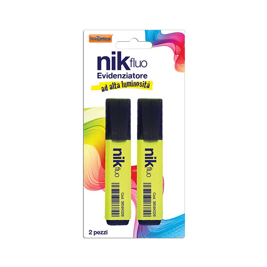 EVIDENZIATORE NIKOFFICE BIG GIALLO 2PZ. SU BLISTER