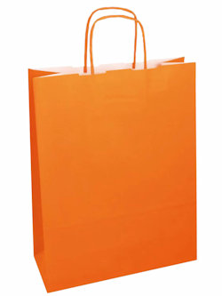 BUSTA CARTA ARANCIONE KRAFT CM.36x12x43 MANICO RITORTO PEZZI 25