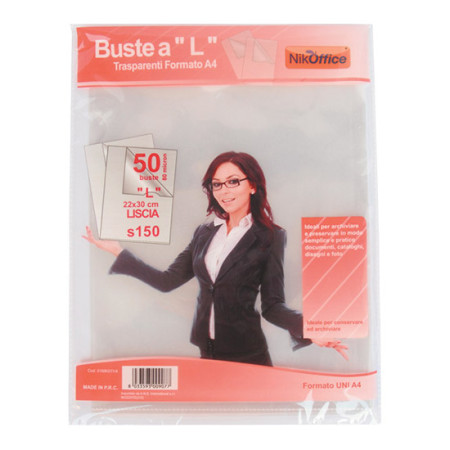 BUSTA IN PPL SENZA FORATURA AD L CM.22x30 80 MICRON CONF.50PZ. NIKOFFICE