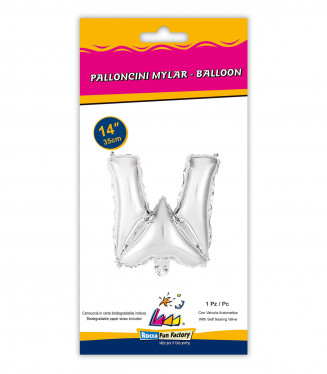 PALLONCINO MYLAR  cm.36 LETTERA ARGENTO W