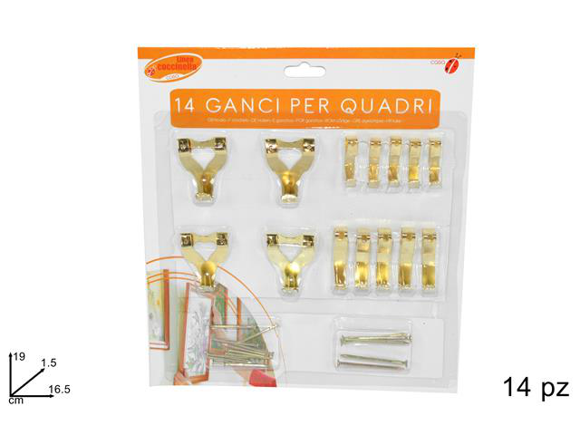 FERRAMENTA GANCI PER QUADRI SET 14PZ.