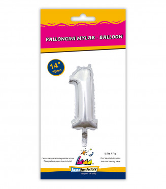 PALLONCINO MYLAR  cm.36 NUMERO ARGENTO 1