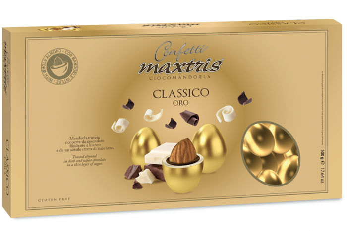 CONFETTI MAXTRIS CIOCOMANDORLA CLASSICO 500G. LUXURY ORO MANDORLA RICOPERTA DI