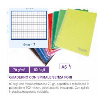 QUADERNO COPERTINA IN PPL A6 80FF RIGATURA 4 MM NIKOFFICE PEZZI 10