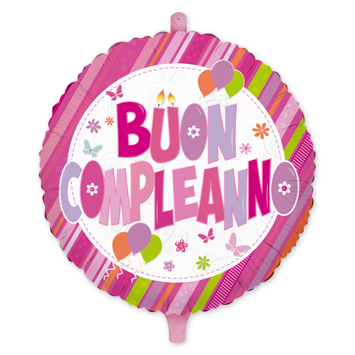 BUON COMPLEANNO PALLONCINO MYLAR CM.45 TONDO ROSA