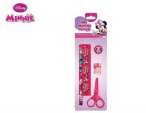 MATITE CON GOMMA RIGHELLO TEMPERAMATITE E FORBICINA MINNIE KIT SU BLISTER EOLD