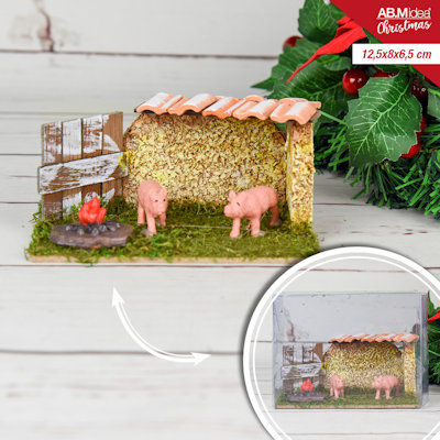 SCENARIO RECINTO CON ANIMALI MAIALINI CM.12x8x6.5 IDEA'S
