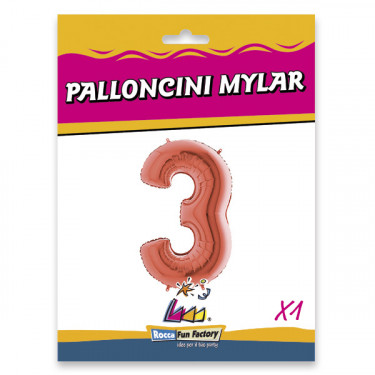 PALLONCINO MYLAR ROSE GOLD NUMERO 3 CM.102 D.40