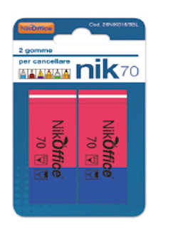 GOMMA NIKOFFICE BICOLORE ROSSA/BLU CONF.2 PZ. SU BLISTER