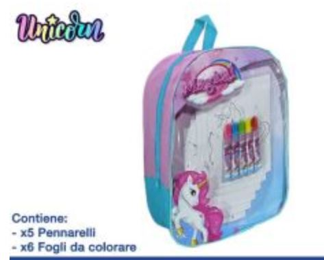 ZAINETTO ASILO UNICORNO CON COLORI CM.30 EOLD.