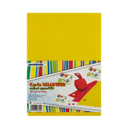 CARTA VELLUTATA A4 140GR. CONF.10 FOGLI ASSORTITI NIKOFFICE