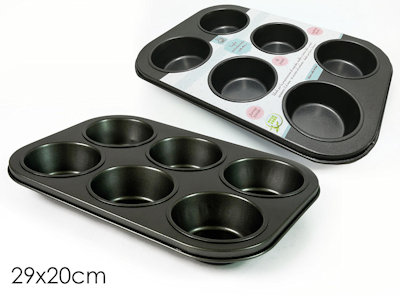 TEGLIA FORNO 6 STAMPI TONDI ANTIADERENTE CM.29x20xH3 582322 GENERAL