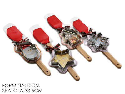 CUCINA DOLCI TAGLIAPASTA NATALIZIO IN ACCIAIO VARIE FORME CONF.1PZ. C.SPATOLA CM