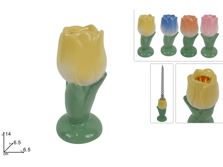 CENTROTAVOLA PASQUALE IN CERAMICA PORTA CONADELA TULIPANO CM.6x6xH.14 DUESSE