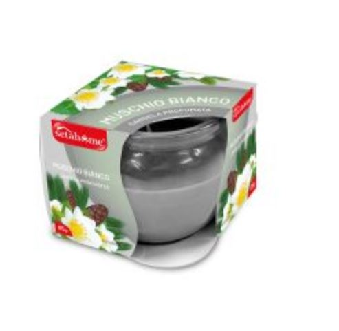 CANDELA PROFUMATA IN VASETTO DI VETRO 70GR. MUSCHIO BIANCO SETABLU