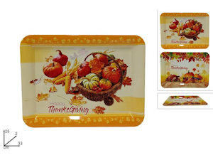 VASSOIO IN PLASTICA RETTANGOLARE DECORATO AUTUNNO CM.33x25 DUESSE