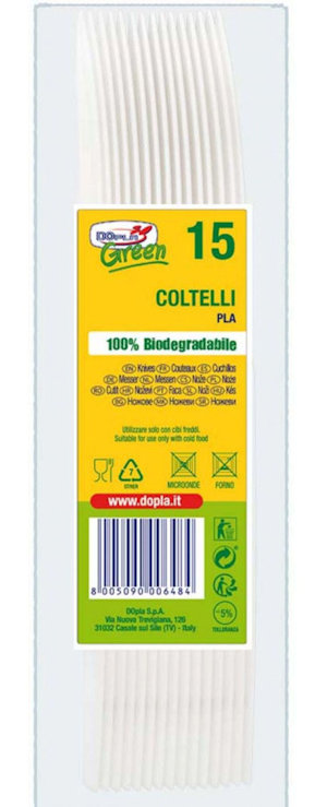 POSATE IN PLASTICA BIODEGRADABILI COLTELLO CONF. 15PZ. BIANCO AVORIO DOPLA